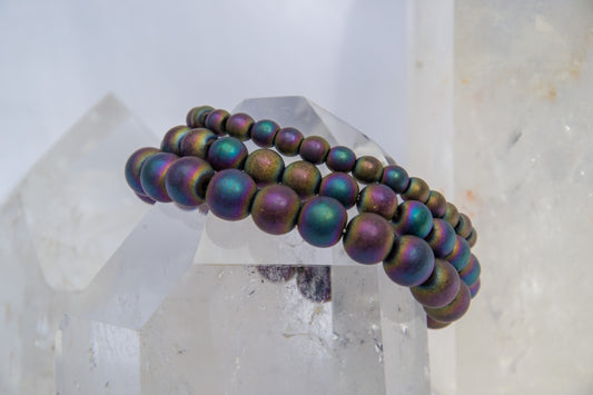 Rainbow Hematite Matte bracelets
