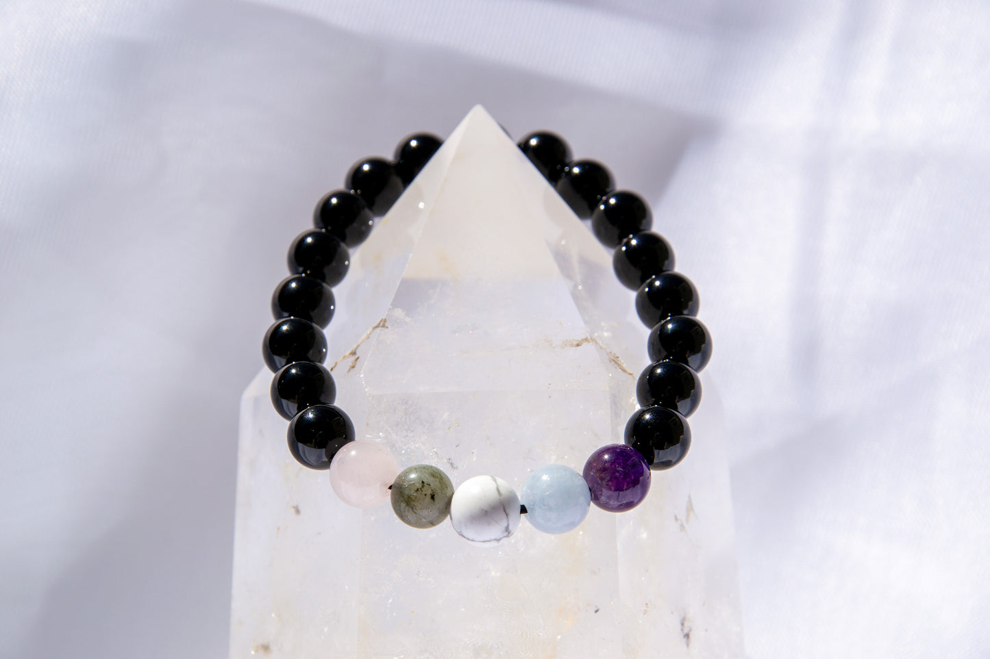 Anxiety Relief with Onyx (Amethyst, Aquamarine, Howlite, Labradorite , Rose Quartz) bracelet