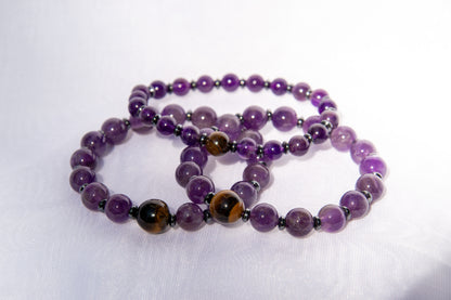 Courage (Amethyst, Tiger's eye, Hematite) bracelet