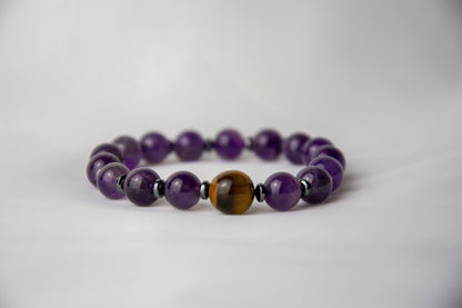 Courage (Amethyst, Tiger's eye, Hematite) bracelet