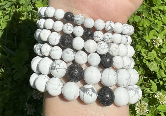 Distance Bracelet (Howlite and Lava)